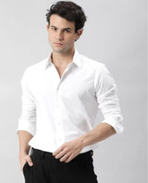 Cloud Comfort: 100% Stretch Soft Cotton Casual White Dress Shirt for Men