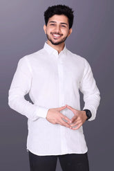 "Effortless Style: Men's White Cotton Shirt, Handmade"