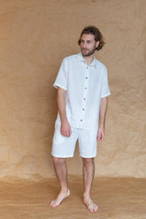 Summer Stroll Staple: White Linen Shirt for Effortless Style