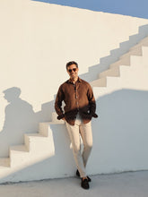 Luxe Linen: Men's Classic Brown Shirt in 100% Linen