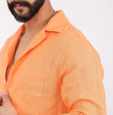 "Spice of Life: Contemporary Orange Linen Elegance for Men"