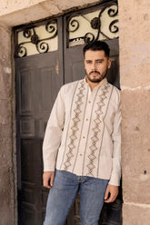 Handmade Men's Cotton Shirt with New Design Embroidered Detailing