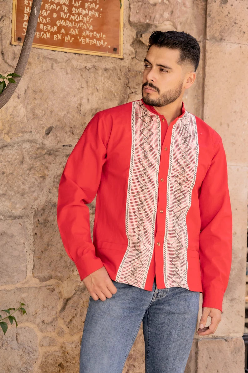 Handmade Men's Cotton Shirt with New Design Embroidered Detailing