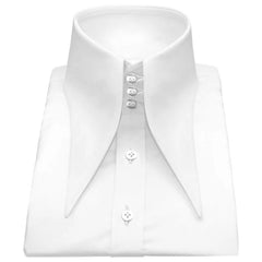 "Crisp Elegance: Long Collar White Cotton Shirts for Timeless Sophistication"