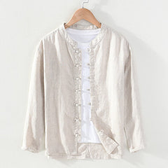 "Natural Opulence: Linen-Colored Cotton Men's Shirts"