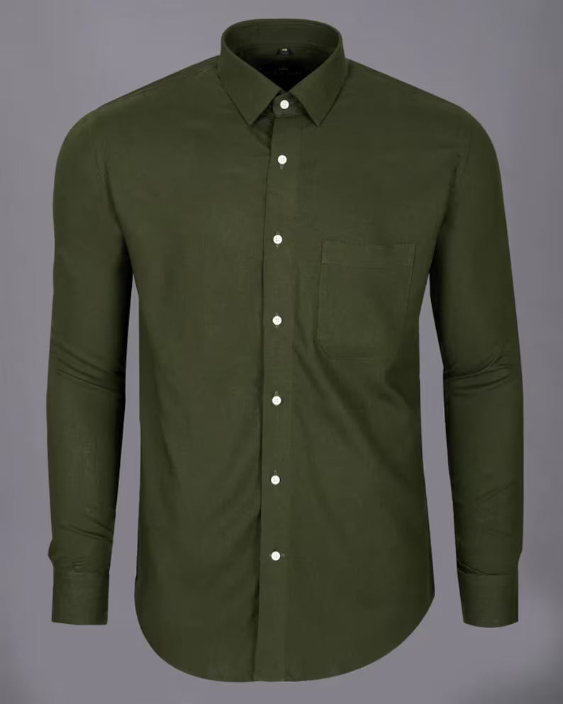 "Artisanal Comfort: Handmade Stretch Soft Cotton Casual Dress Shirt for Men"