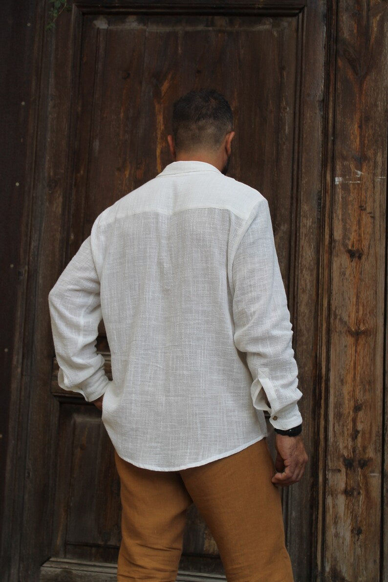 Pure Sophistication: Handmade Linen White Shirts for Timeless Elegance