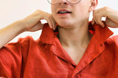 Handmade Orange Linen Shirt – Bold & Breathable Style