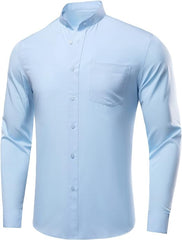 "Skyline Elegance: Light Blue Cotton Shirt for Timeless Style"