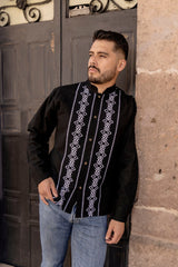 Handmade Men's Cotton Shirt with New Design Embroidered Detailing