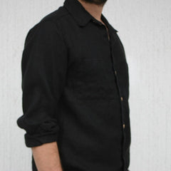 "Timeless Elegance: Black Linen Men's Shirt"