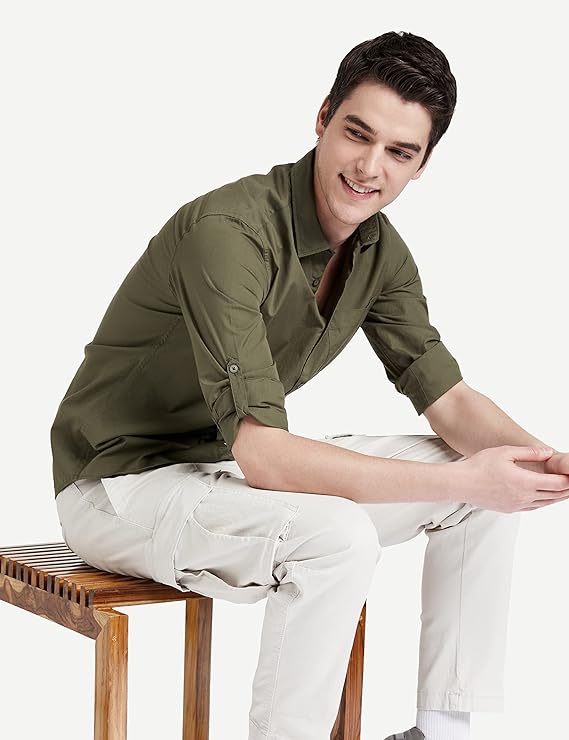 "Olive Oasis: Stylish Collection of Olive Color Shirts for Men"