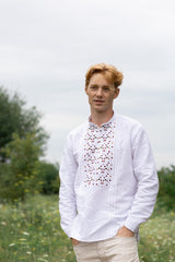 Handmade Embroidery Linen Shirt – Regular Fit with Artistic Detailing