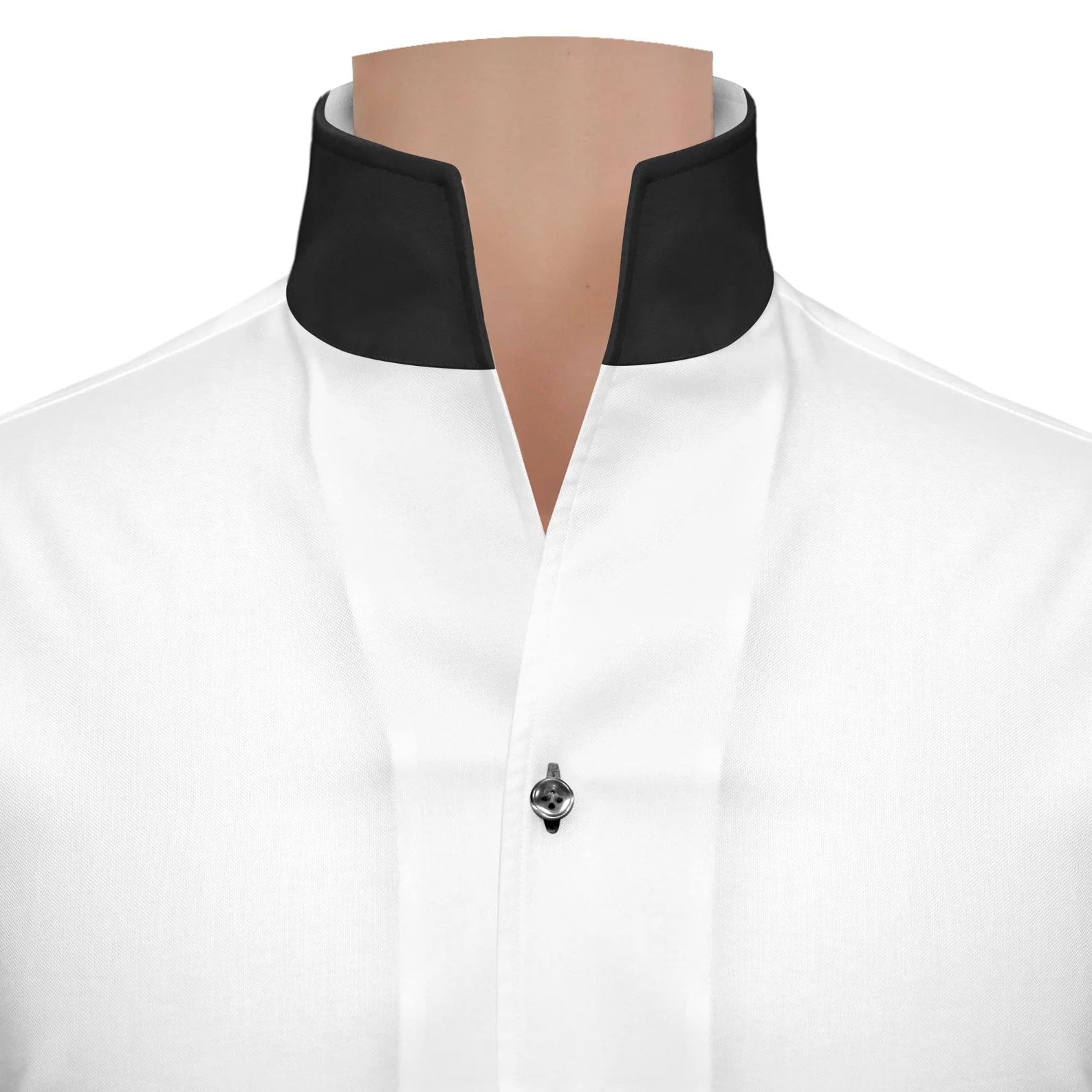 Formal White Cotton Shirt with Black Accent Collar & Cuffs