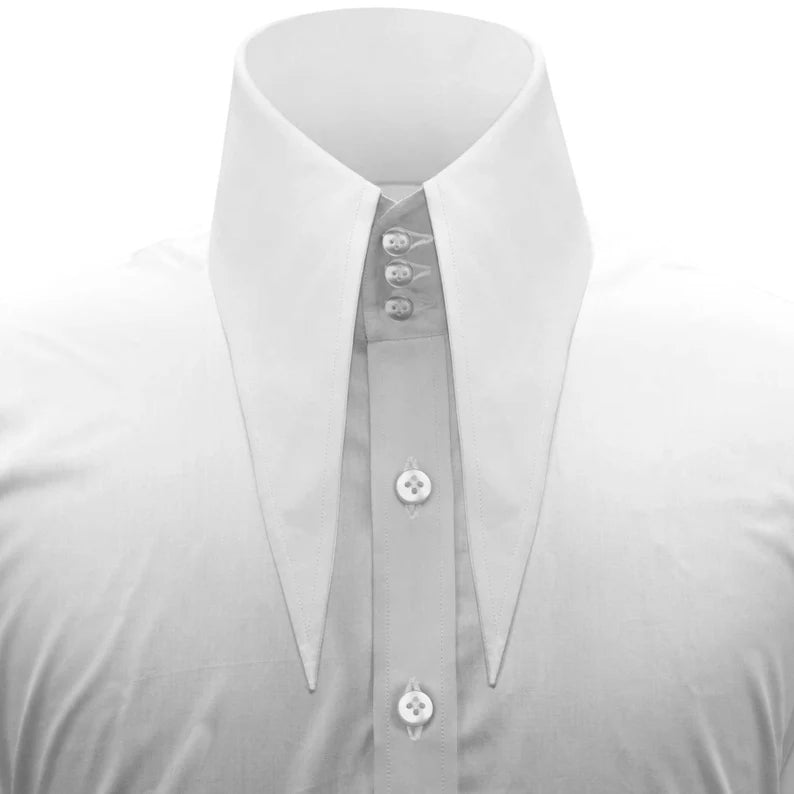 "Crisp Elegance: Long Collar White Cotton Shirts for Timeless Sophistication"