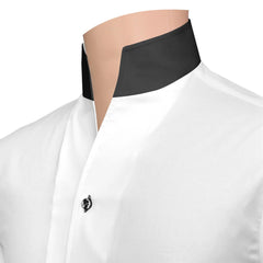 Formal White Cotton Shirt with Black Accent Collar & Cuffs