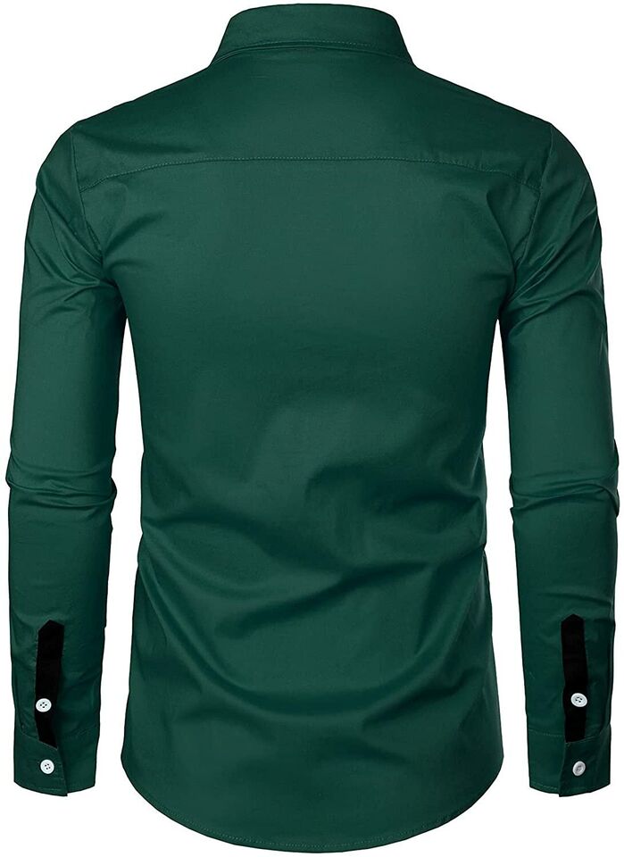 Classic Comfort: Men's Long Sleeve Dress Shirt in 100% Cotton