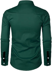 Classic Comfort: Men's Long Sleeve Dress Shirt in 100% Cotton