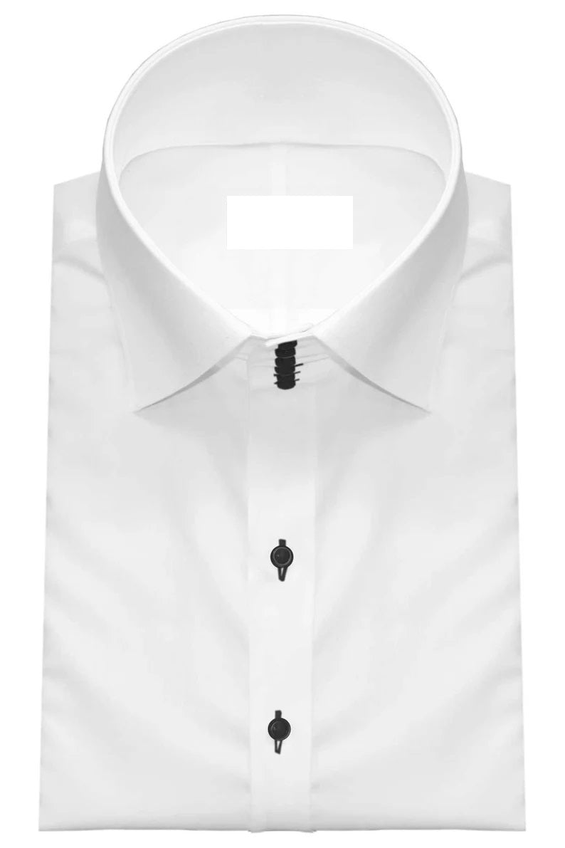 Ivory Essence: Cotton White High Collar Spread Shirt for Menswear