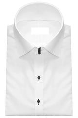 Ivory Essence: Cotton White High Collar Spread Shirt for Menswear