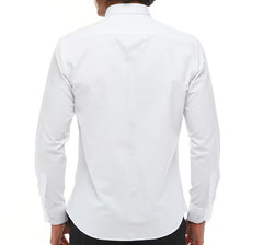 Snowy Serenade: Handcrafted White Cotton Casual Shirt with Collar Chain