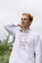Handmade Embroidery Linen Shirt – Regular Fit with Artistic Detailing