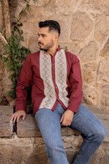 Handmade Men's Cotton Shirt with New Design Embroidered Detailing