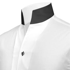 Formal White Cotton Shirt with Black Accent Collar & Cuffs