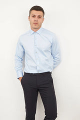"Sky Blue Elegance: Men's Regular Fit Cotton Shirt for Formal and Casual Wear"