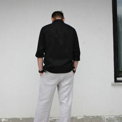 "Timeless Elegance: Black Linen Men's Shirt"