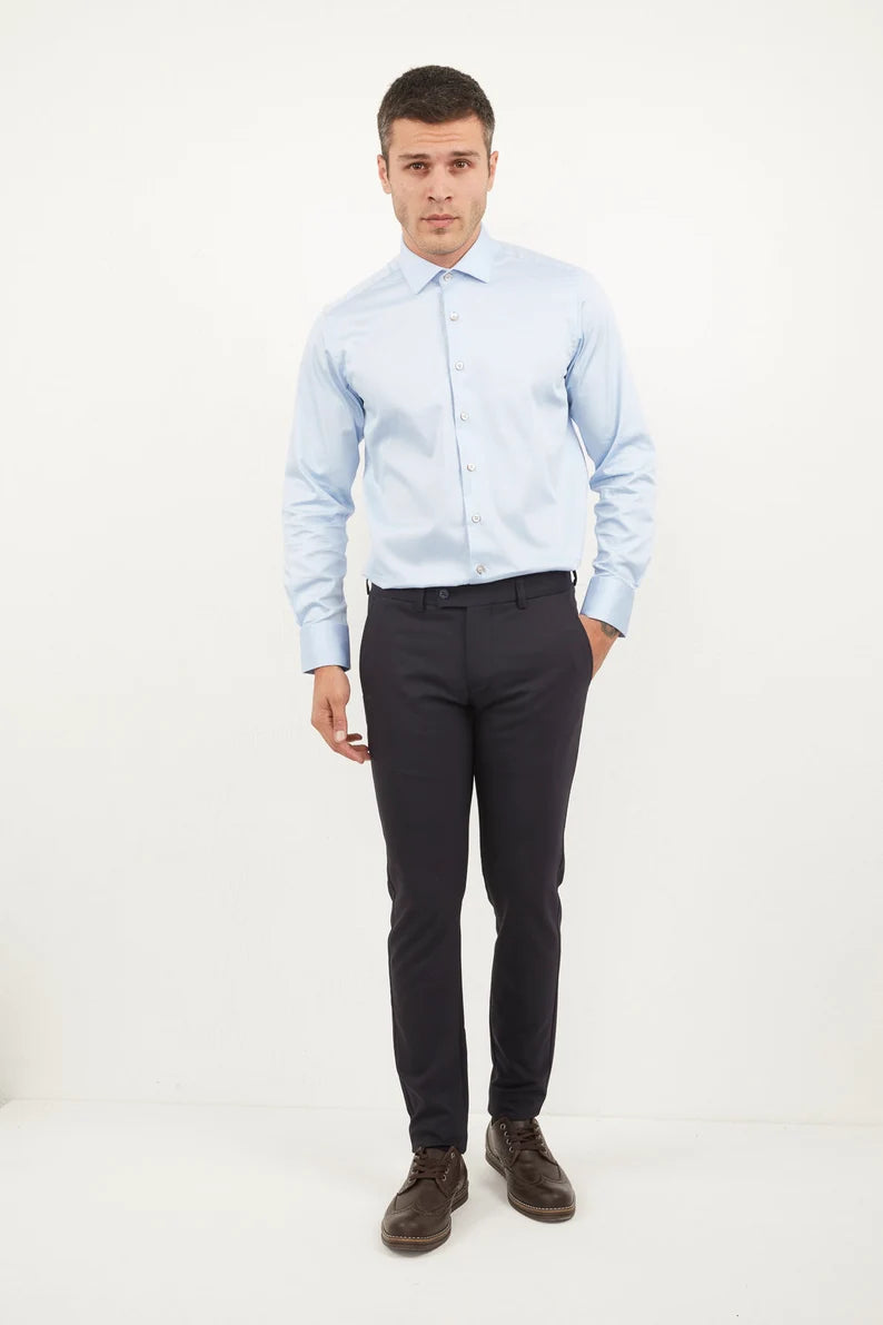 "Sky Blue Elegance: Men's Regular Fit Cotton Shirt for Formal and Casual Wear"