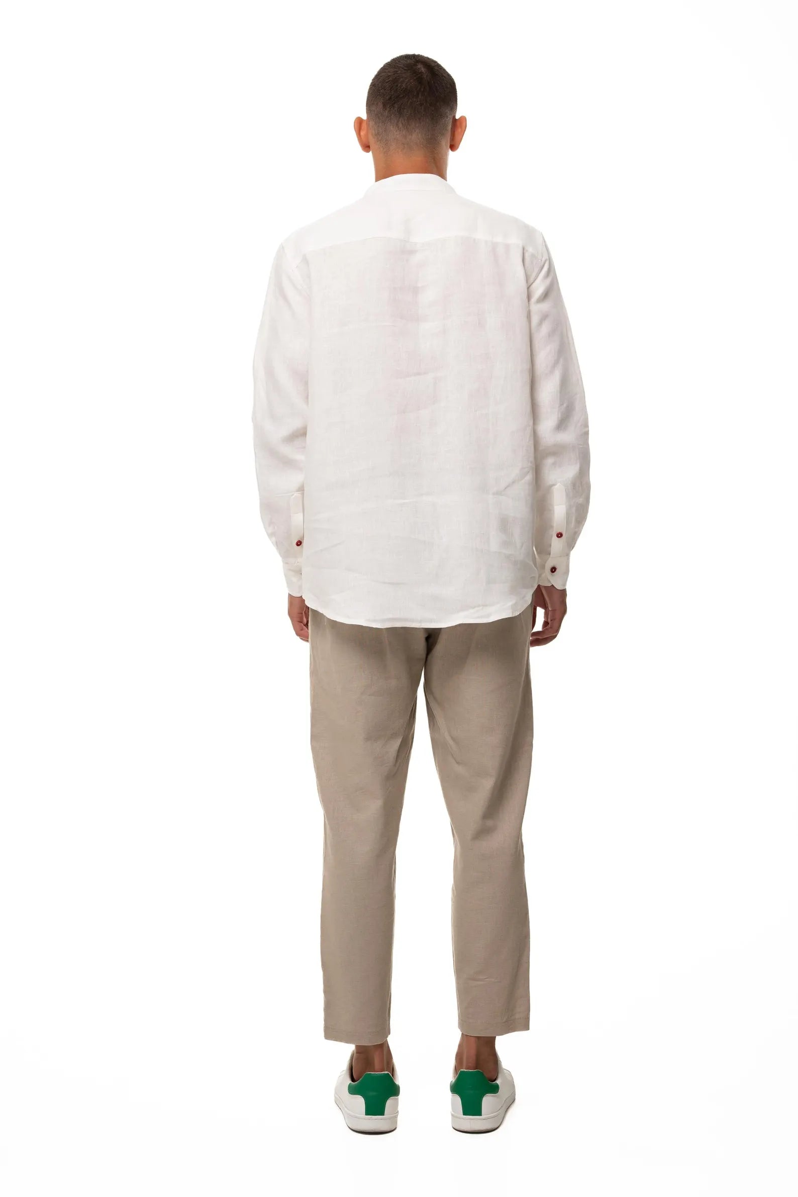 Men's 100% Cotton Linen Shirt with V-Shape Collar Loose Fit & Ultra- CROWN STYLE Men's 100% Cotton Linen Shirt with V-Shape Collar Loose Fit & Ultra- CROWN STYLE